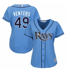 Women's Majestic Tampa Bay Rays #49 Jonny Venters Authentic Light Blue Alternate 2 Cool Base MLB Jersey