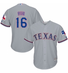 Youth Majestic Texas Rangers #16 Ryan Rua Replica Grey Road Cool Base MLB Jersey