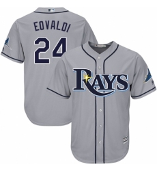 Youth Majestic Tampa Bay Rays #24 Nathan Eovaldi Authentic Grey Road Cool Base MLB Jersey