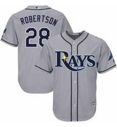 Men's Majestic Tampa Bay Rays #28 Daniel Robertson Replica Grey Road Cool Base MLB Jersey
