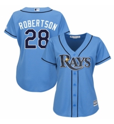 Women's Majestic Tampa Bay Rays #28 Daniel Robertson Replica Light Blue Alternate 2 Cool Base MLB Jersey