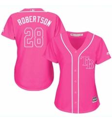 Women's Majestic Tampa Bay Rays #28 Daniel Robertson Replica Pink Fashion Cool Base MLB Jersey