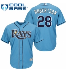 Youth Majestic Tampa Bay Rays #28 Daniel Robertson Replica Light Blue Alternate 2 Cool Base MLB Jersey
