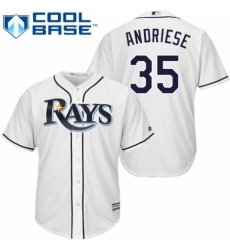 Youth Majestic Tampa Bay Rays #35 Matt Andriese Replica White Home Cool Base MLB Jersey