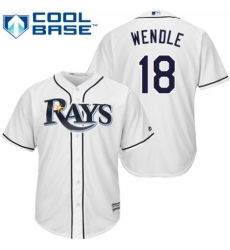 Men's Majestic Tampa Bay Rays #18 Joey Wendle Replica White Home Cool Base MLB Jersey