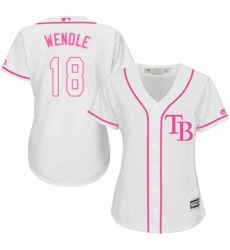 Women's Majestic Tampa Bay Rays #18 Joey Wendle Replica White Fashion Cool Base MLB Jersey