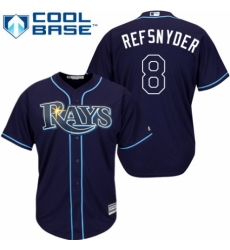 Men's Majestic Tampa Bay Rays #8 Rob Refsnyder Replica Navy Blue Alternate Cool Base MLB Jersey