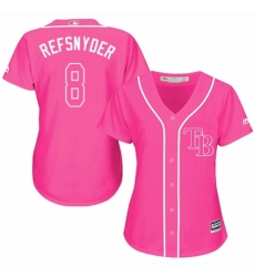 Women's Majestic Tampa Bay Rays #8 Rob Refsnyder Replica Pink Fashion Cool Base MLB Jersey