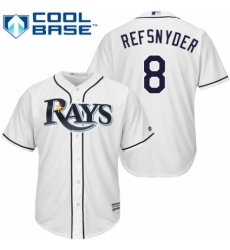 Youth Majestic Tampa Bay Rays #8 Rob Refsnyder Replica White Home Cool Base MLB Jersey