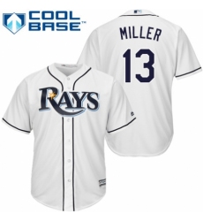 Men's Majestic Tampa Bay Rays #13 Brad Miller Replica White Home Cool Base MLB Jersey
