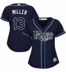 Women's Majestic Tampa Bay Rays #13 Brad Miller Authentic Navy Blue Alternate Cool Base MLB Jersey