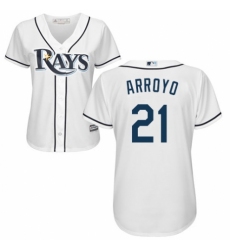 Women's Majestic Tampa Bay Rays #21 Christian Arroyo Authentic White Home Cool Base MLB Jersey