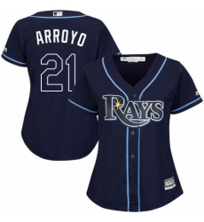 Women's Majestic Tampa Bay Rays #21 Christian Arroyo Replica Navy Blue Alternate Cool Base MLB Jersey