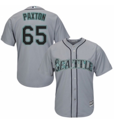 Men's Majestic Seattle Mariners #65 James Paxton Replica Grey Road Cool Base MLB Jersey