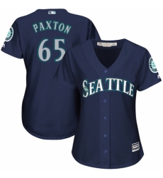 Women's Majestic Seattle Mariners #65 James Paxton Authentic Navy Blue Alternate 2 Cool Base MLB Jersey
