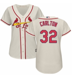 Women's Majestic St. Louis Cardinals #32 Steve Carlton Replica Cream Alternate Cool Base MLB Jersey