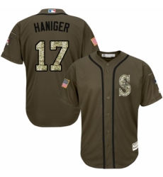 Men's Majestic Seattle Mariners #17 Mitch Haniger Authentic Green Salute to Service MLB Jersey