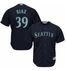 Youth Majestic Seattle Mariners #39 Edwin Diaz Authentic Navy Blue Alternate 2 Cool Base MLB Jersey