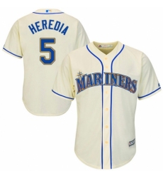 Men's Majestic Seattle Mariners #5 Guillermo Heredia Replica Cream Alternate Cool Base MLB Jersey
