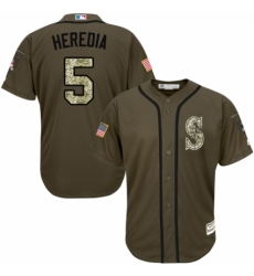Youth Majestic Seattle Mariners #5 Guillermo Heredia Authentic Green Salute to Service MLB Jersey