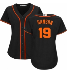 Women's Majestic San Francisco Giants #19 Alen Hanson Authentic Black Alternate Cool Base MLB Jersey