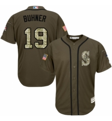 Men's Majestic Seattle Mariners #19 Jay Buhner Authentic Green Salute to Service MLB Jersey