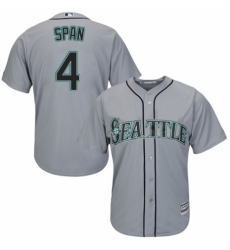 Men's Majestic Seattle Mariners #4 Denard Span Replica Grey Road Cool Base MLB Jersey