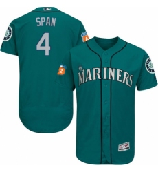 Men's Majestic Seattle Mariners #4 Denard Span Teal Green Alternate Flex Base Authentic Collection MLB Jersey