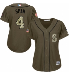 Women's Majestic Seattle Mariners #4 Denard Span Authentic Green Salute to Service MLB Jersey