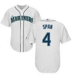 Youth Majestic Seattle Mariners #4 Denard Span Authentic White Home Cool Base MLB Jersey