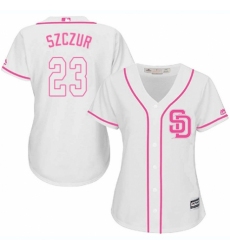 Women's Majestic San Diego Padres #23 Matt Szczur Replica White Fashion Cool Base MLB Jersey