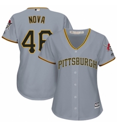 Women's Majestic Pittsburgh Pirates #46 Ivan Nova Authentic Grey Road Cool Base MLB Jersey