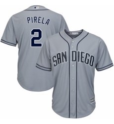 Men's Majestic San Diego Padres #2 Jose Pirela Replica Grey Road Cool Base MLB Jersey