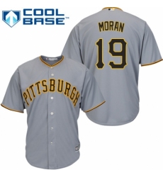 Youth Majestic Pittsburgh Pirates #19 Colin Moran Replica Grey Road Cool Base MLB Jersey
