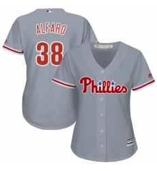 Women's Majestic Philadelphia Phillies #38 Jorge Alfaro Replica Grey Road Cool Base MLB Jersey