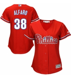 Women's Majestic Philadelphia Phillies #38 Jorge Alfaro Replica Red Alternate Cool Base MLB Jersey