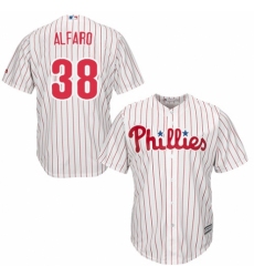 Youth Majestic Philadelphia Phillies #38 Jorge Alfaro Authentic White/Red Strip Home Cool Base MLB Jersey