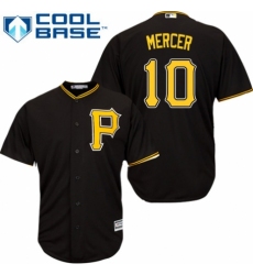 Men's Majestic Pittsburgh Pirates #10 Jordy Mercer Replica Black Alternate Cool Base MLB Jersey