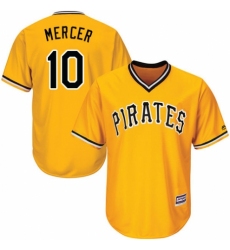 Men's Majestic Pittsburgh Pirates #10 Jordy Mercer Replica Gold Alternate Cool Base MLB Jersey