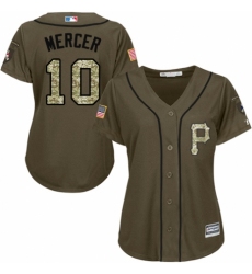 Women's Majestic Pittsburgh Pirates #10 Jordy Mercer Authentic Green Salute to Service MLB Jersey