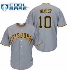 Youth Majestic Pittsburgh Pirates #10 Jordy Mercer Authentic Grey Road Cool Base MLB Jersey