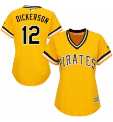 Women's Majestic Pittsburgh Pirates #12 Corey Dickerson Replica Gold Alternate Cool Base MLB Jersey
