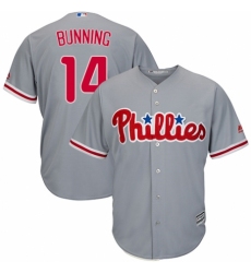 Men's Majestic Philadelphia Phillies #14 Jim Bunning Replica Grey Road Cool Base MLB Jersey