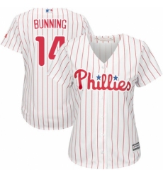Women's Majestic Philadelphia Phillies #14 Jim Bunning Authentic White/Red Strip Home Cool Base MLB Jersey