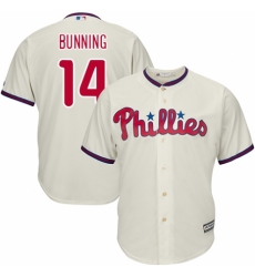Youth Majestic Philadelphia Phillies #14 Jim Bunning Authentic Cream Alternate Cool Base MLB Jersey