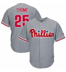 Men's Majestic Philadelphia Phillies #25 Jim Thome Replica Grey Road Cool Base MLB Jersey