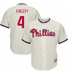 Men's Majestic Philadelphia Phillies #4 Scott Kingery Replica Cream Alternate Cool Base MLB Jersey