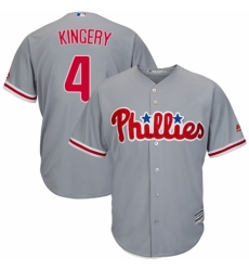 Men's Majestic Philadelphia Phillies #4 Scott Kingery Replica Grey Road Cool Base MLB Jersey