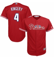 Men's Majestic Philadelphia Phillies #4 Scott Kingery Replica Red Alternate Cool Base MLB Jersey