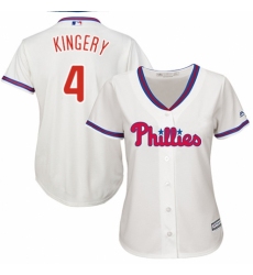 Women's Majestic Philadelphia Phillies #4 Scott Kingery Authentic Cream Alternate Cool Base MLB Jersey